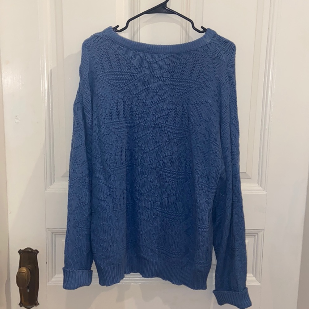 Vintage Geometric Blue Sweater